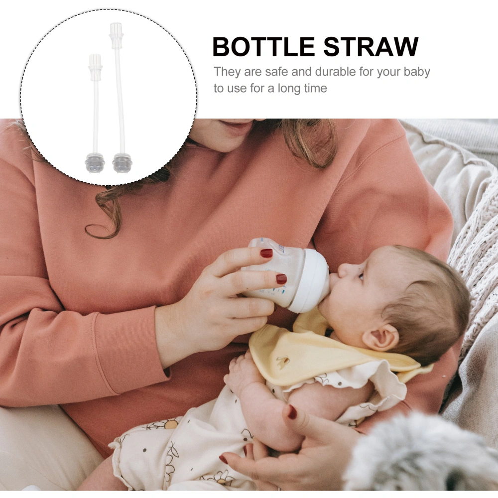 2Pcs Baby Supplies Baby Bottle Accessories Straws Silicone Straws (Transparent)