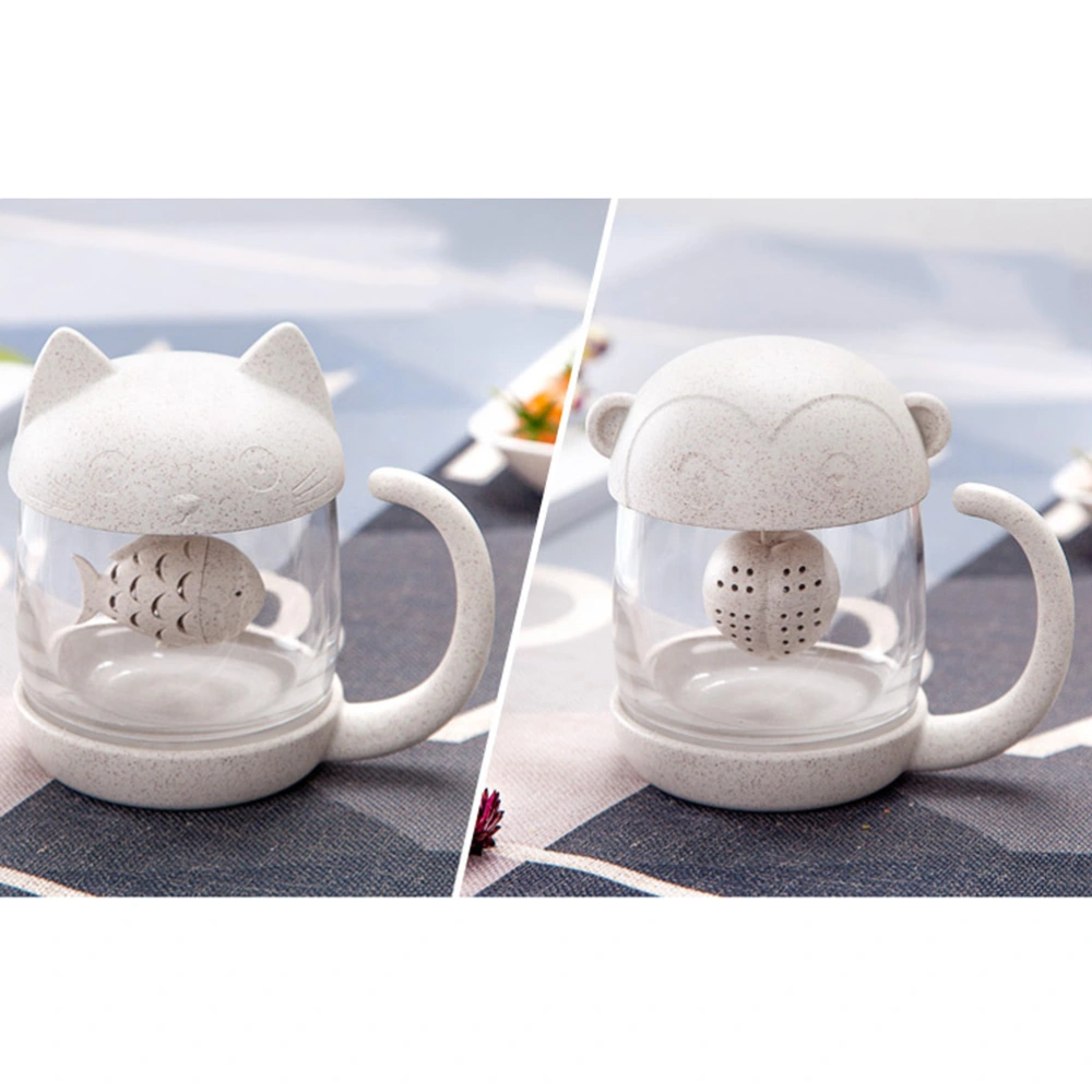 Creative Cartoon Animal Glass Tea Mug Coffee Cup with Tea Strainer Infuser Tea Cup Water Bottle (Monkey)