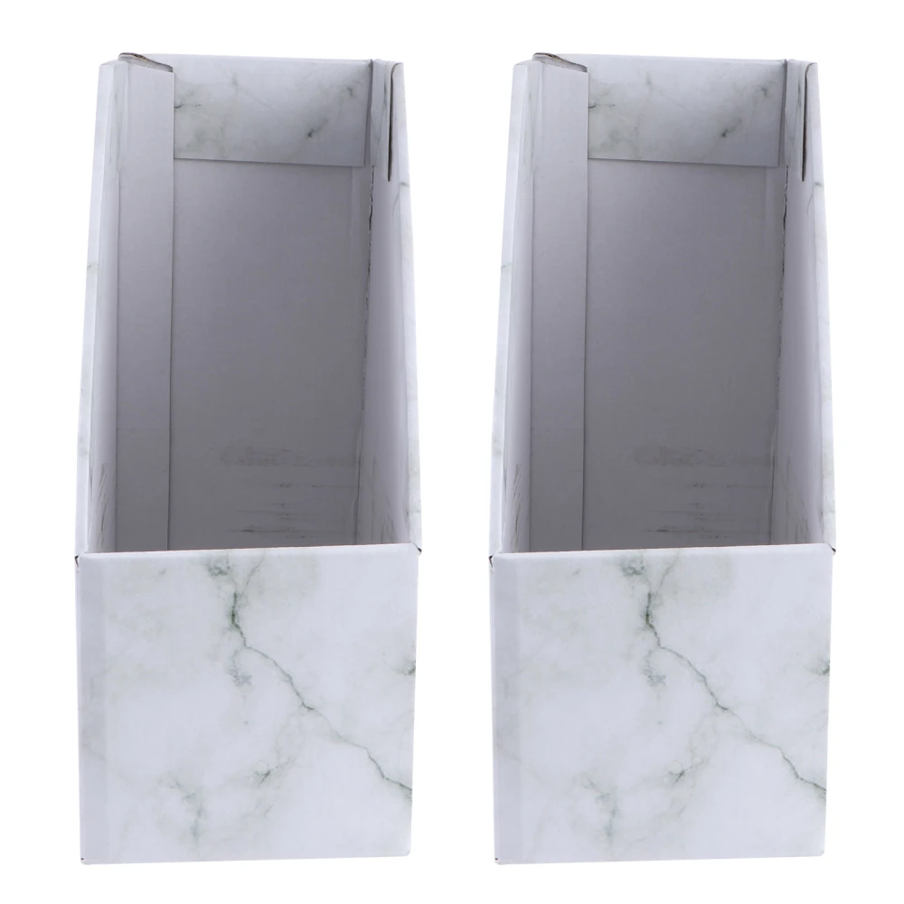 2Pcs Marble Pattern Storage Boxes Desktop Storage Bookshelf Office File Racks