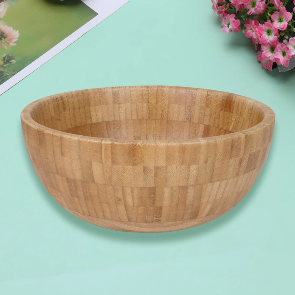 Bamboo Bowl Simple Durable Adult Children Food Salad Storage Tableware Bowl for Home (Medium Size)