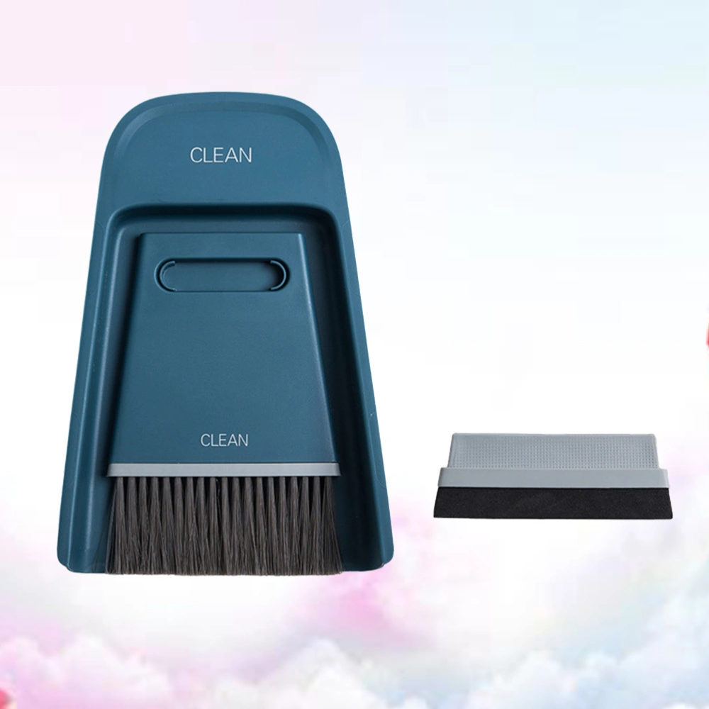 Mini Desktop Computers Cleaning Brush Household Broom Dustpan Combination Keyboard Brush Cleaning Tool for Office Kindergarten Home(Dark Blue)