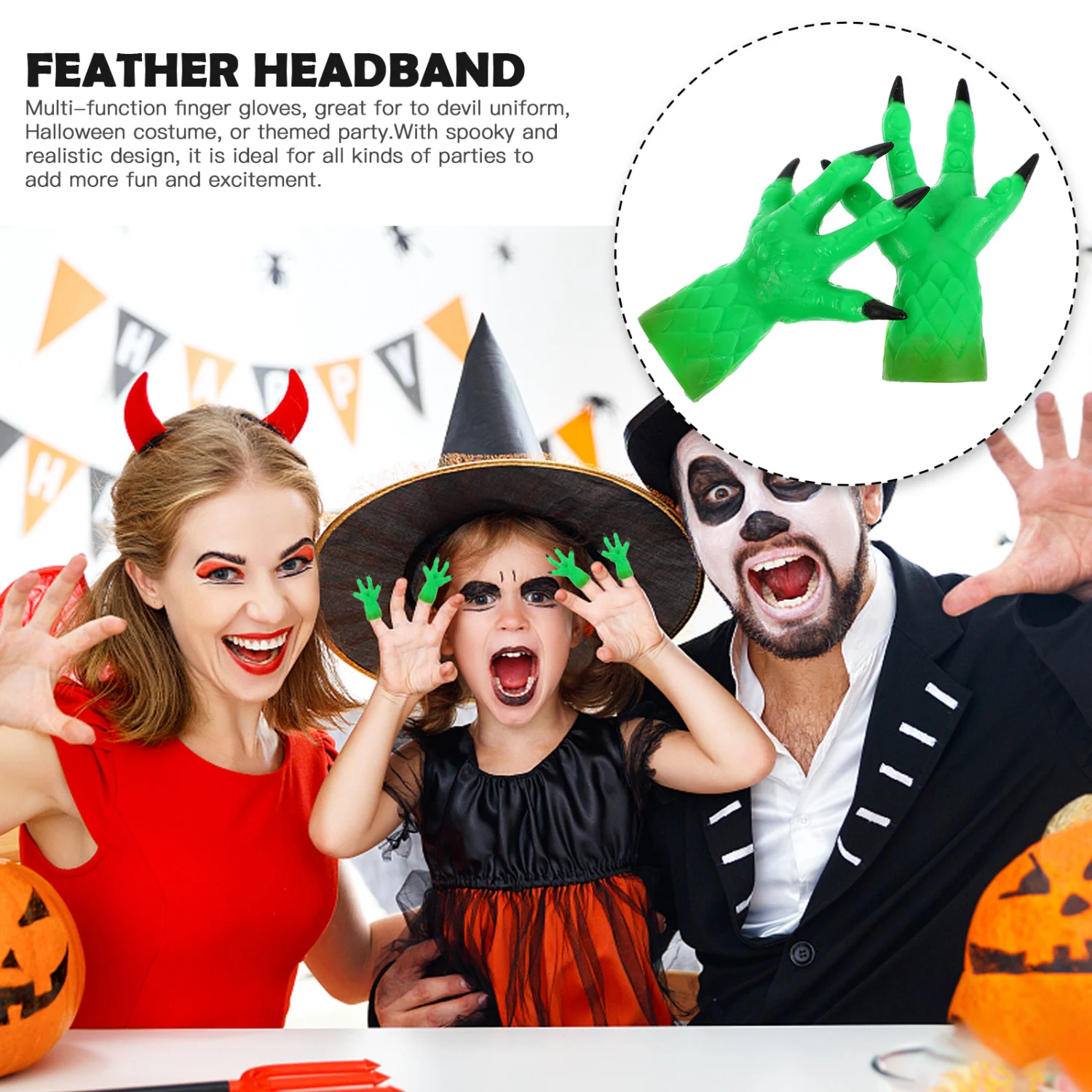 1 Pair Funny Devil Trick Finger Gloves Cover Costume Props Cosplay Finger Gloves