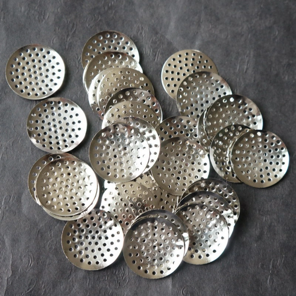 100pcs Archaistic Hollow Iron Slice Archaistic Hair Accessories Mesh Slice Accessory (Silver 25mm)