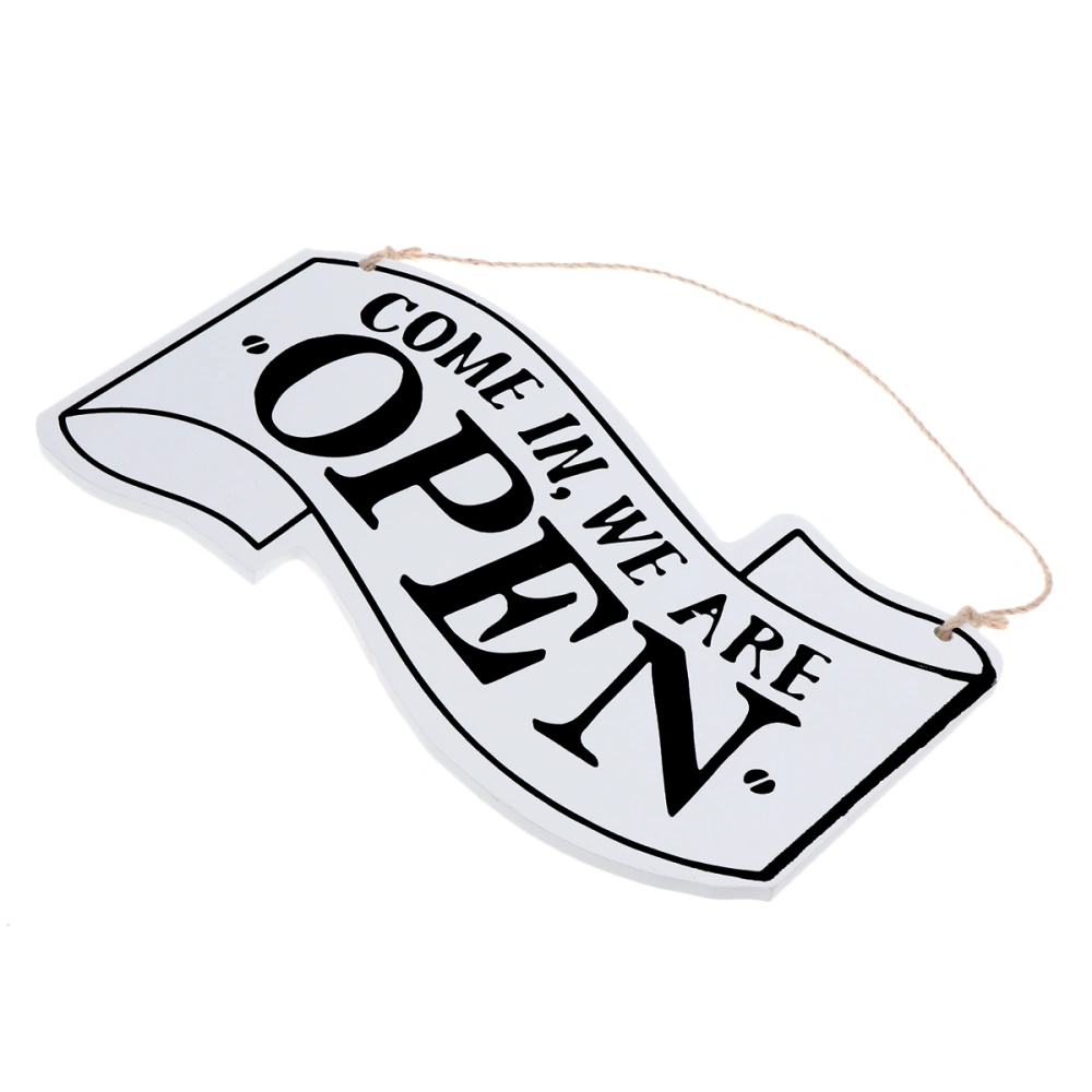 European Style Vintage Hanging Sign Open and Closed Business Sign Double-sided Door Ornament (White)