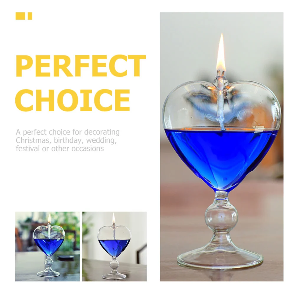 Glass Oil Lamp Heart Shaped Kerosene Lamp Clear Glass Kerosene Lamp Home Decoration