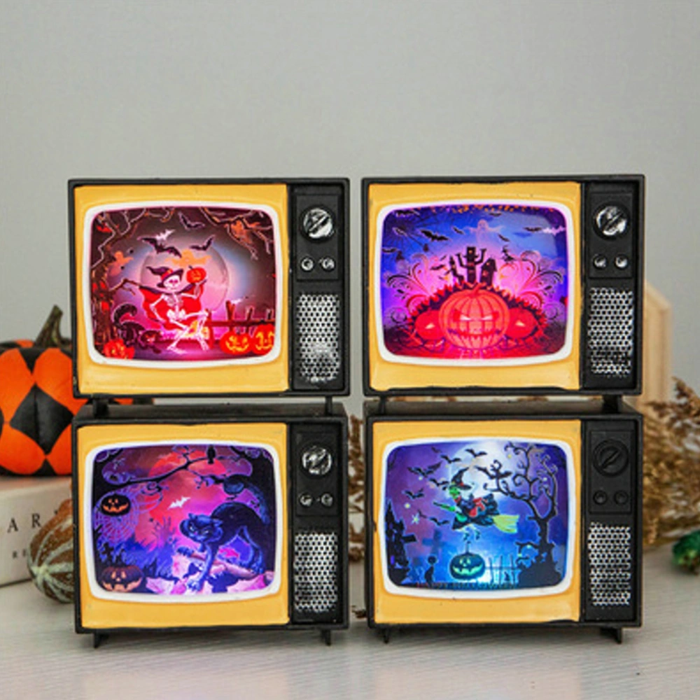 TV Shape Decoration Lamp Creative Night Light Cat Pattern Desktop Decoration for Bar Haunted House Secret Room