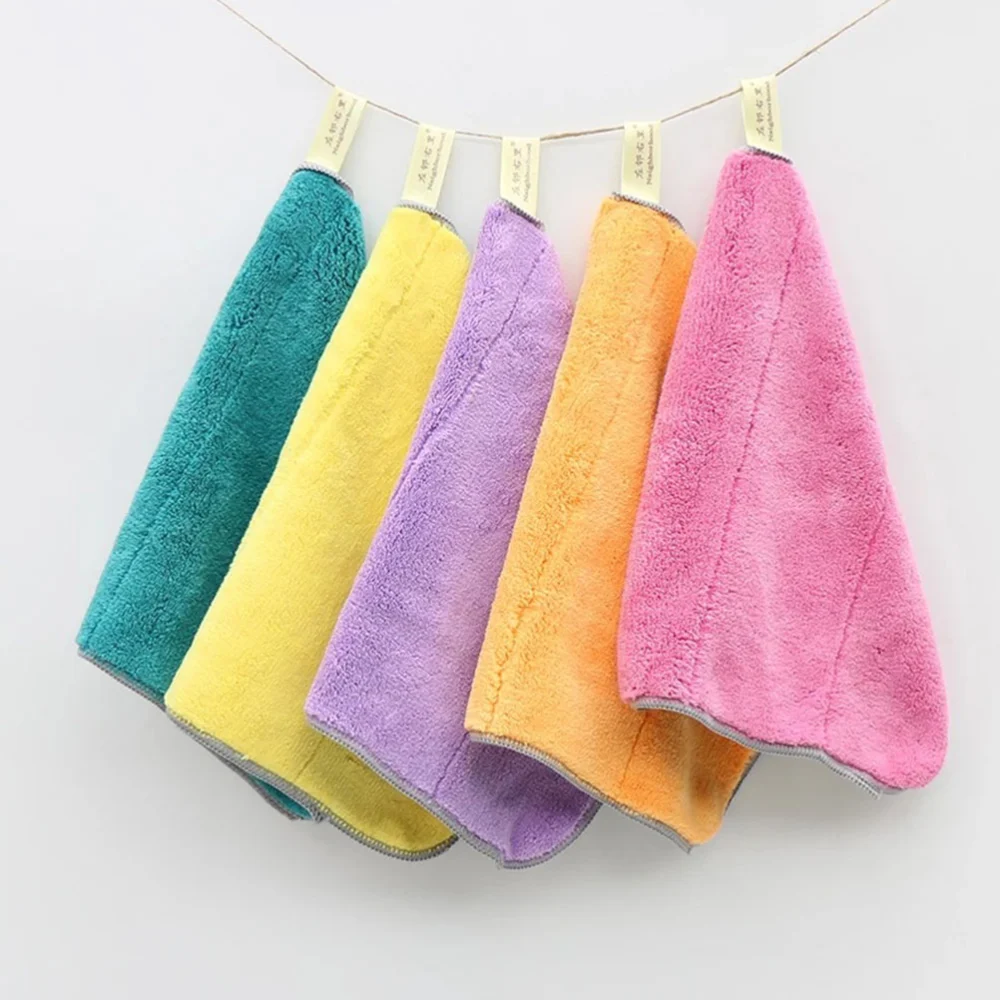 5Pcs Kitchen Dishcloths Double-sided Dish Towels Household Cleaning Cloths