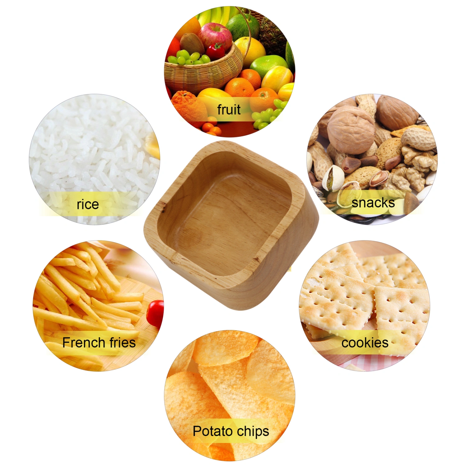 Wooden Fruit Bowl Practical Salad Bowl Square Snacks Bowl Multifunctional Bowl