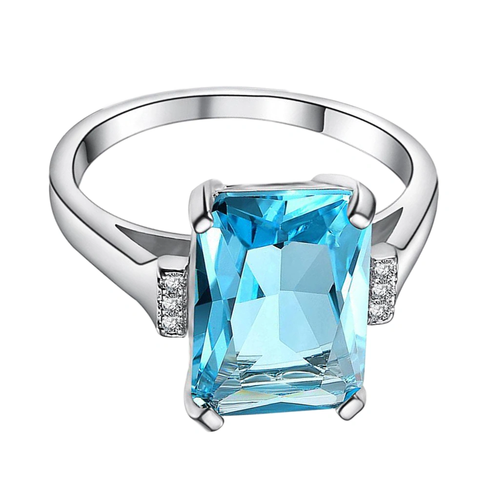 Topaz Women's Solitaire Ring for Women Valentine's Gift Party Accessories Size 8 (Sky Blue)