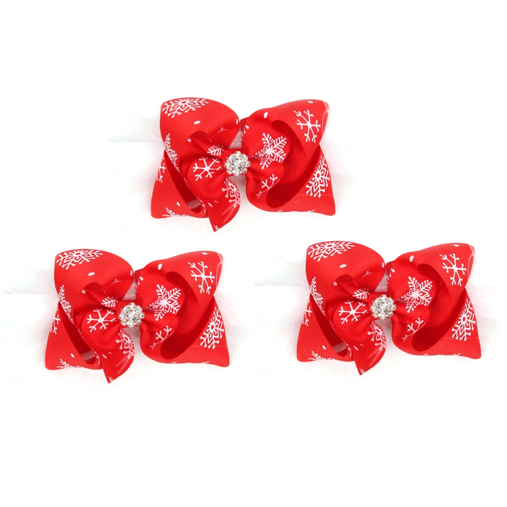 3pcs Christmas Bowknot  Hair Band Adorable Xmas  Headband for Baby Infant Kids (Red+White)