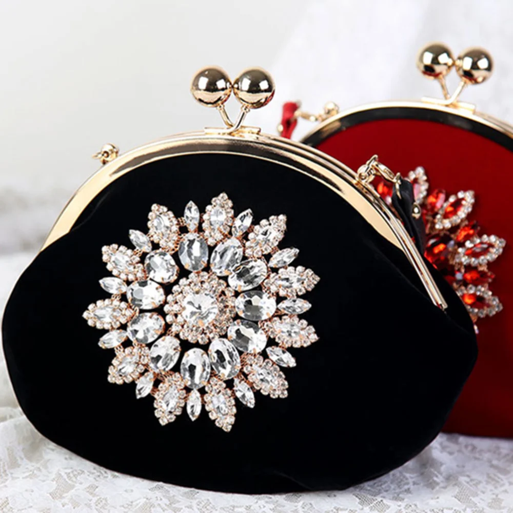 Wedding Flower Evening Bag Ladies Handbag Small Fashion Shoulder Bag Messenger Bag for Women Ladies (Red)