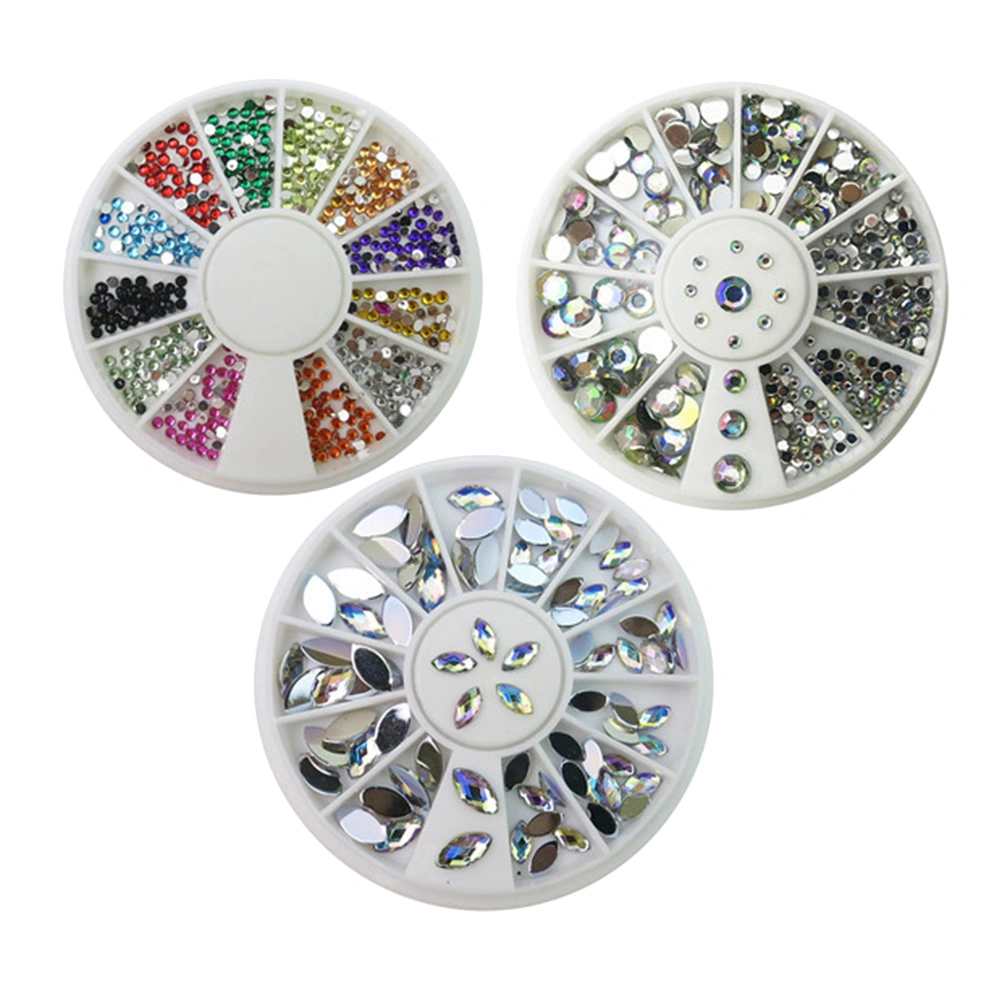 3pcs Nail Art Drill Turntable Drill DIY Colorful Diamond Jewelry Making Craft Set(Assorted Flat Drill Turntable+Horse Eye Diamond Turntable+Colorful Diamond Turntable)