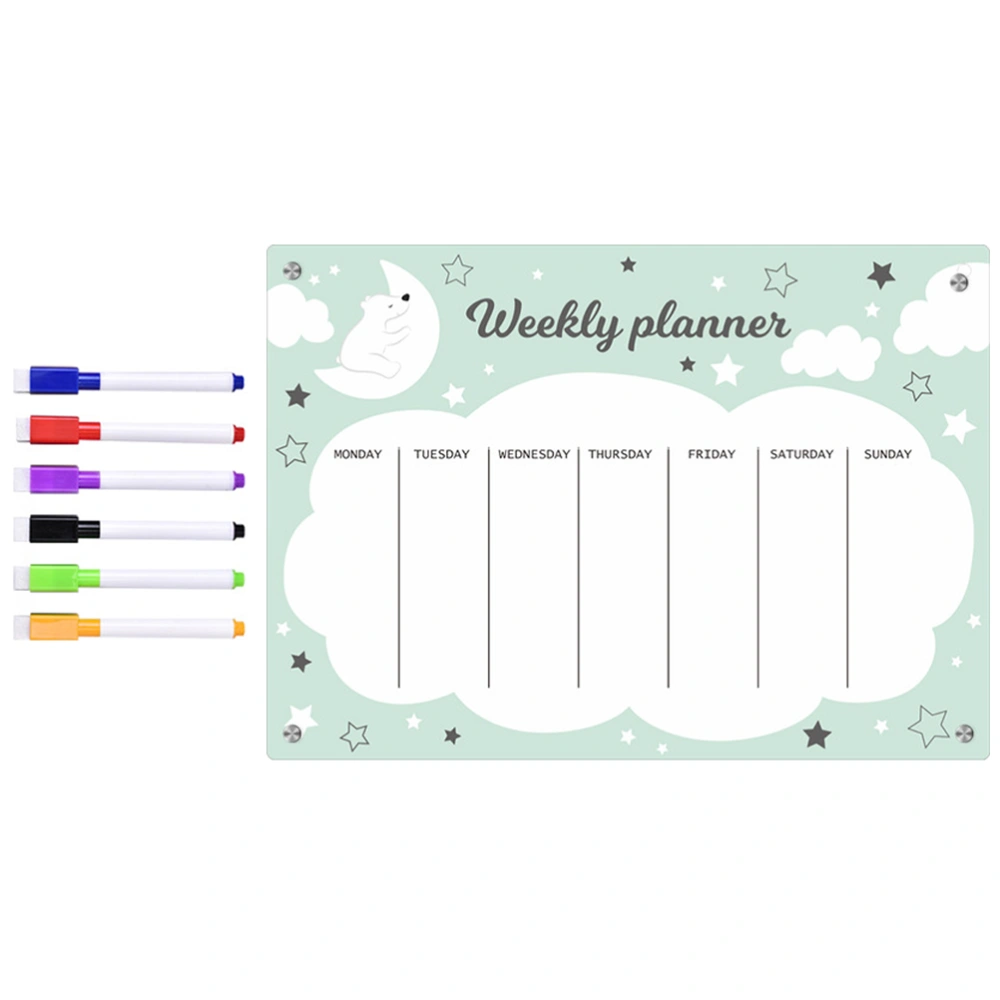 1 Set Magnetic Cartoon Schedule Board Magnetic Weekly Planner Board Acrylic Refrigerator Board