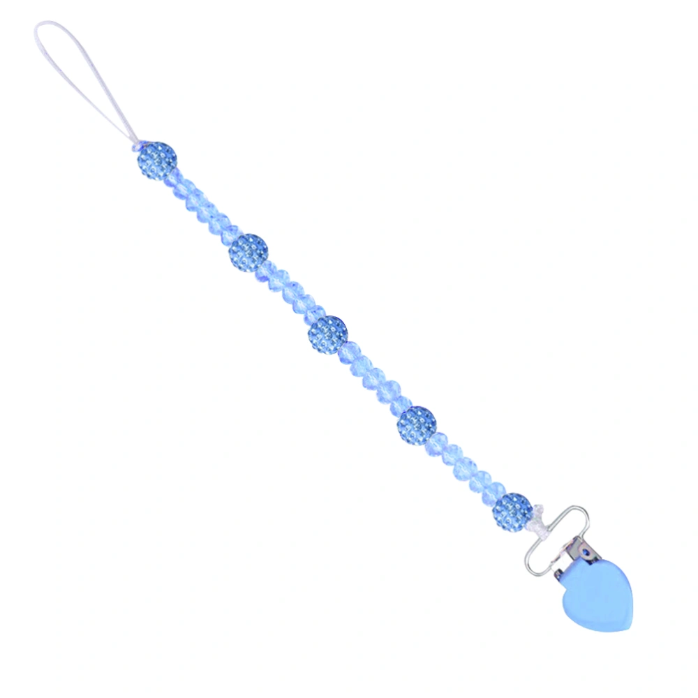 Infant Pacifier Clips Beaded Baby Soother Universal Pacifier Holder for Pacifier in All Style(Blue)