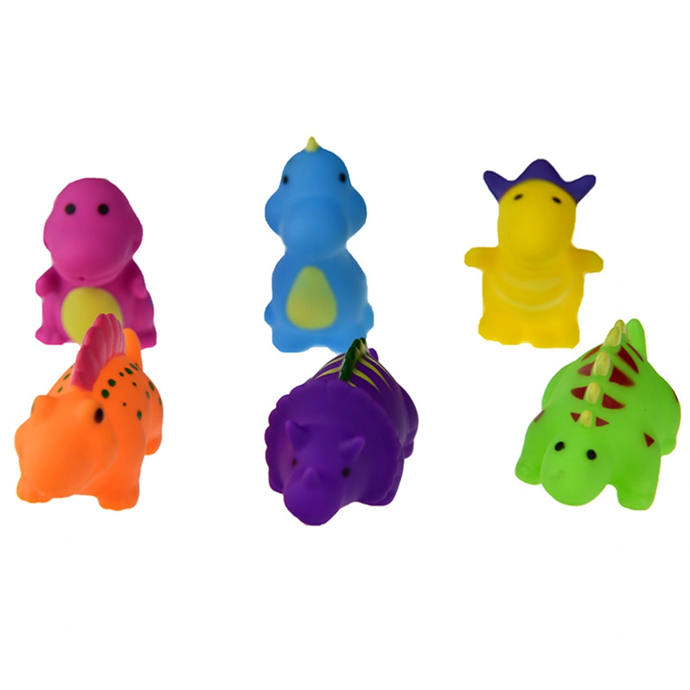 6 Pcs Baby Bath Time Fun Dinosaur Rubber Bathtub Toys