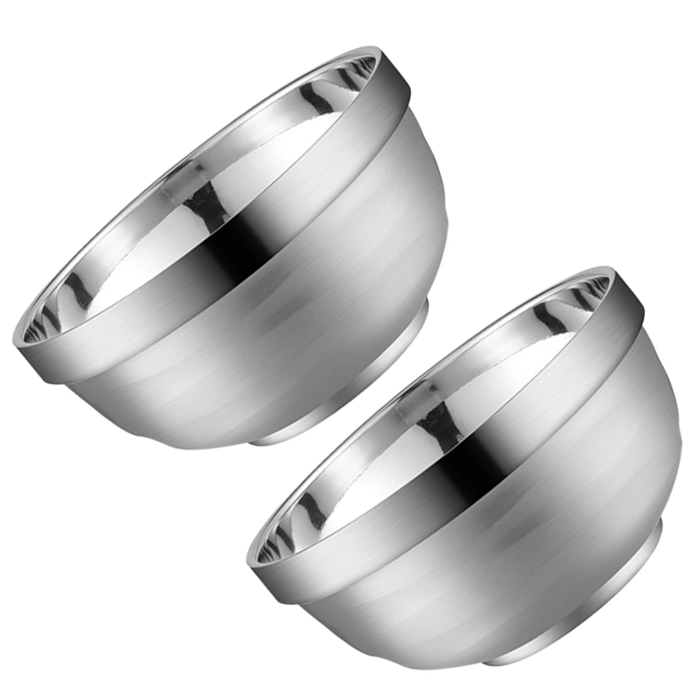 2pcs Stainless Steel Salad Bowls Double  Instant Noodle Bowls  Food Containers(12cm)