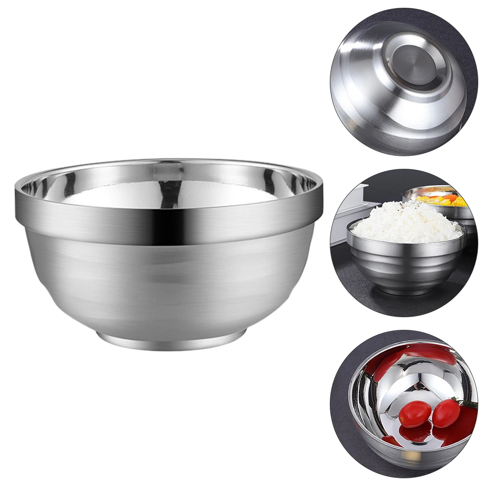 2pcs Stainless Steel Salad Bowls Double  Instant Noodle Bowls  Food Containers(12cm)