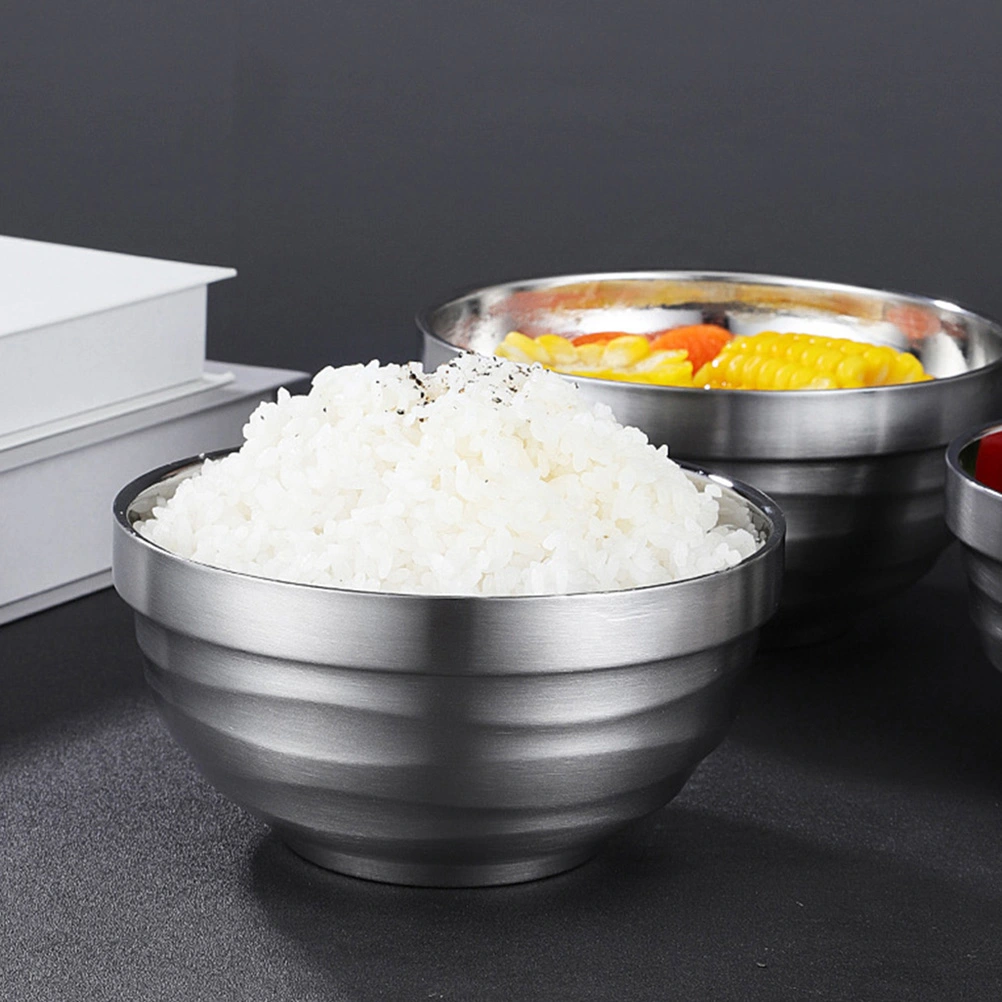 2pcs Stainless Steel Salad Bowls Double  Instant Noodle Bowls  Food Containers(12cm)
