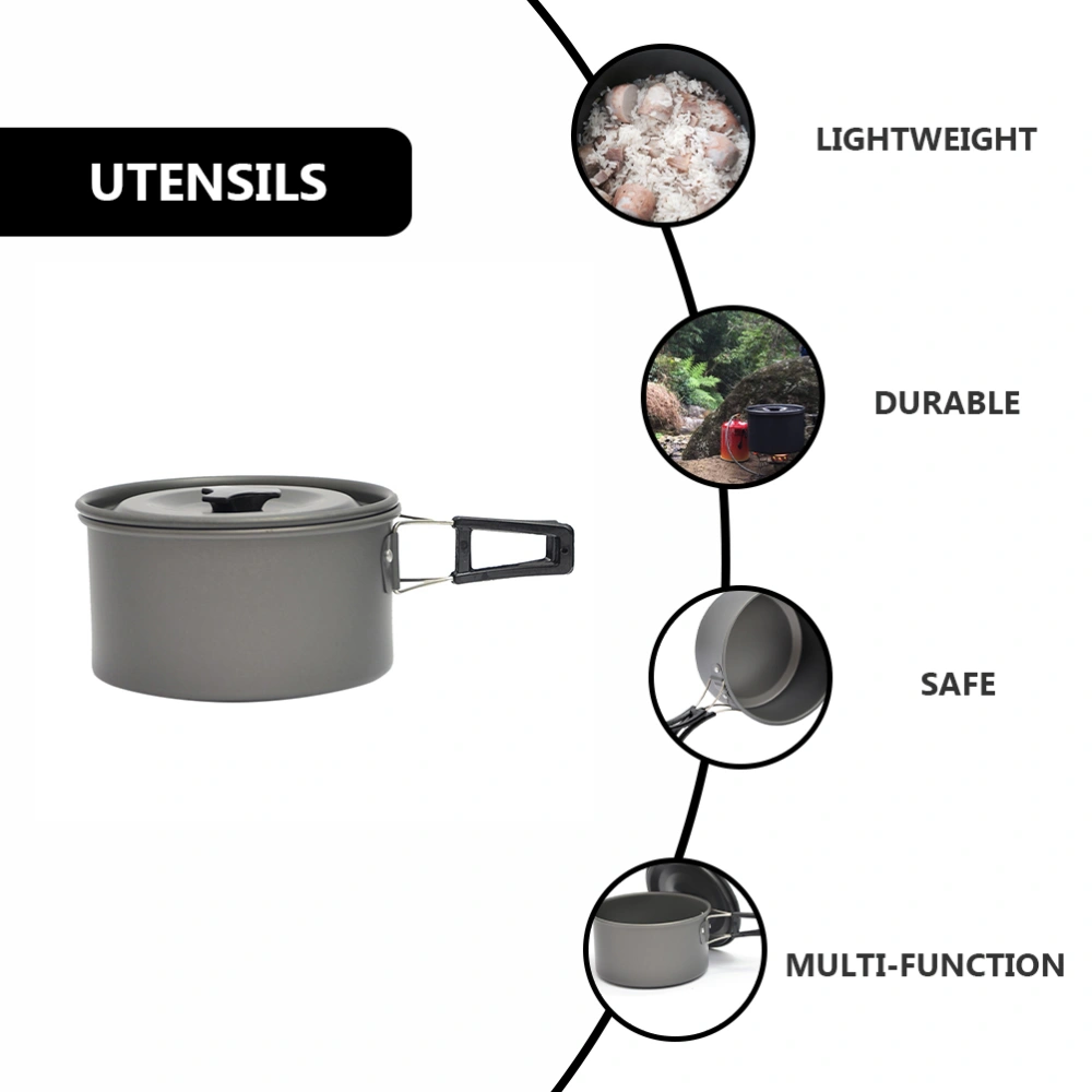 1 Set Camping Cookware Outdoor Cooking Pot Foldable Tableware Cooking Tool