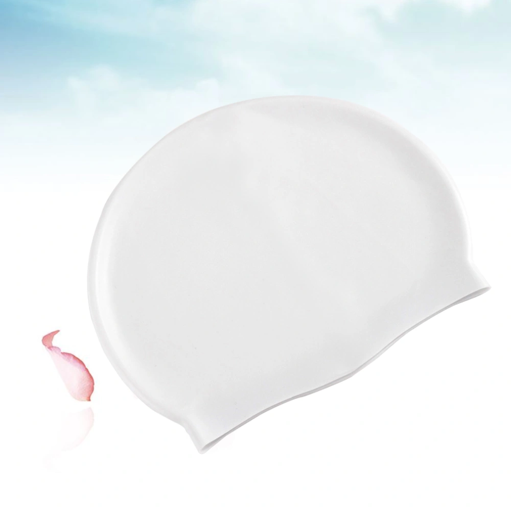 Unisex Silicone Swimming Waterproof Swim Caps Swimming Hat Sports Elastic Swimming Hat Rubber Swimming Accessory for Adult Men Women(White)