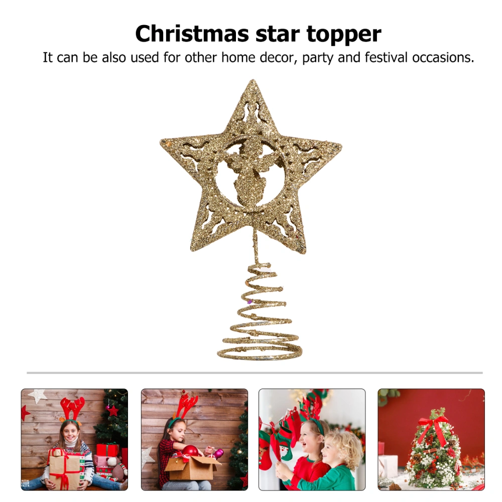 1pc Tree Topper Golden Star Christmas Holiday Tree Topper Iron Star (Golden)