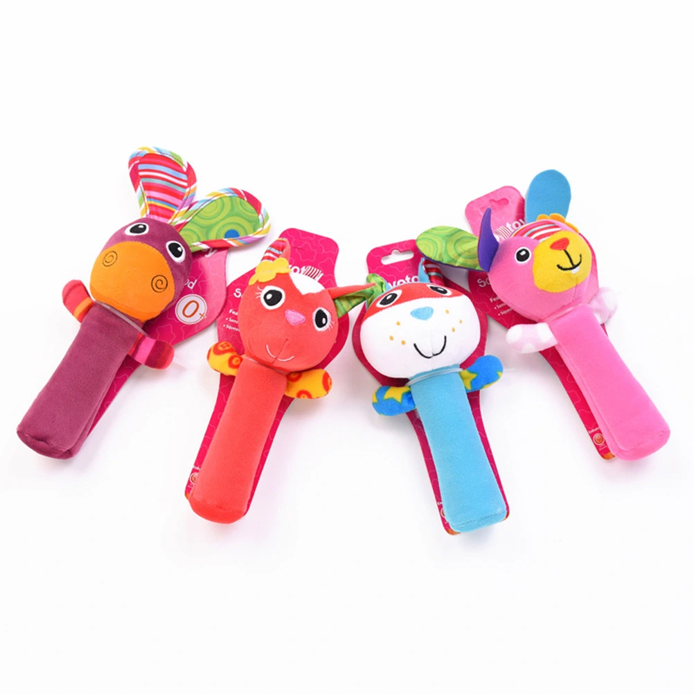 Cartoon Stuffed Animal Toys Baby Plush Hand Rattle Toys Infant Dolls for Newborn Toddlers (Donkey)
