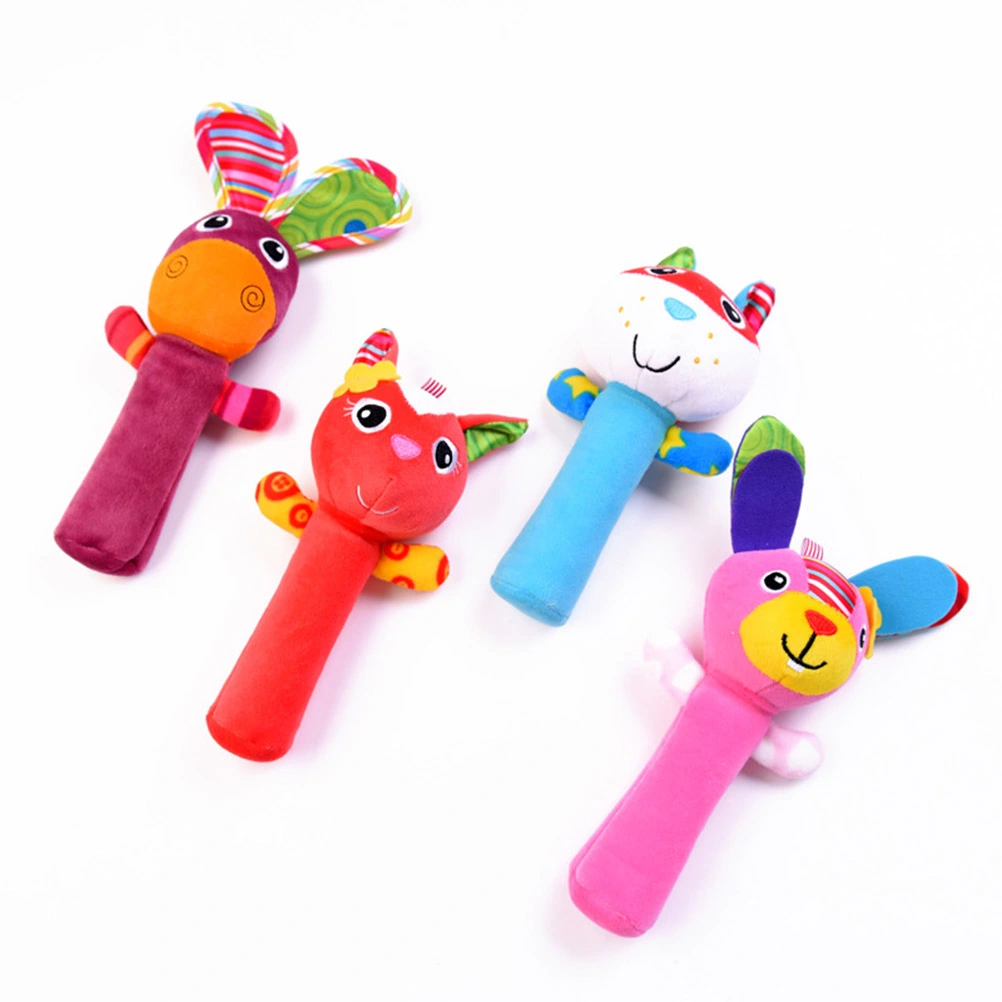 Cartoon Stuffed Animal Toys Baby Plush Hand Rattle Toys Infant Dolls for Newborn Toddlers (Donkey)