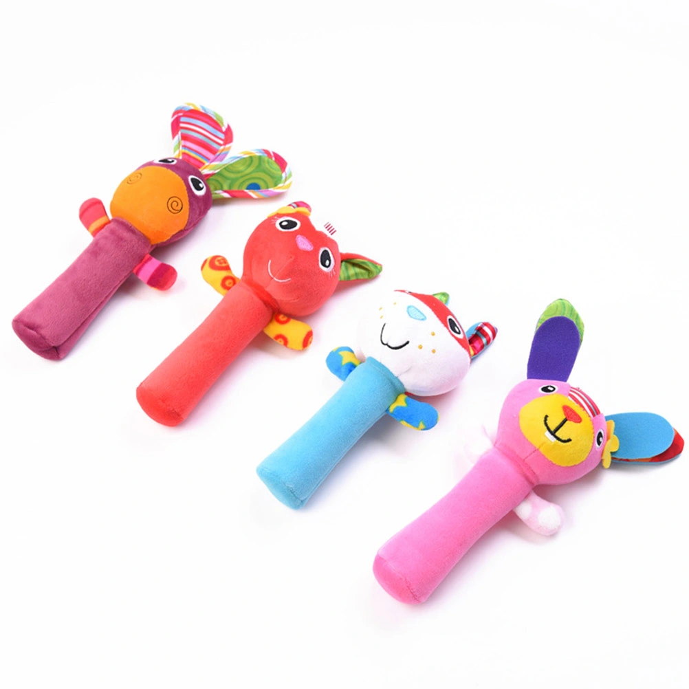 Cartoon Stuffed Animal Toys Baby Plush Hand Rattle Toys Infant Dolls for Newborn Toddlers (Donkey)