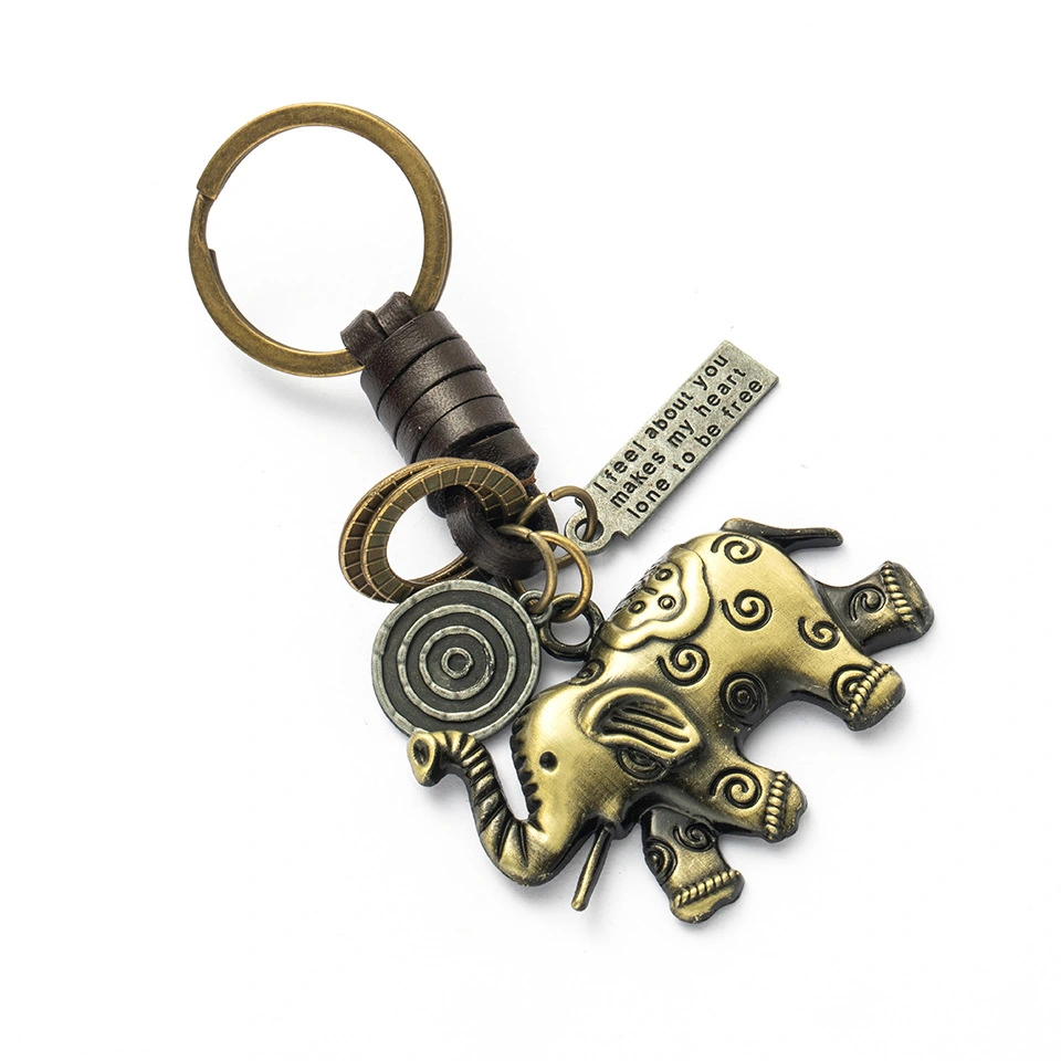 2pcs Unisex Elephant Keyring Weaving Keychain Organization Key Ring Pendants