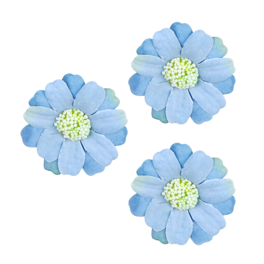 50PCS Simulation Chrysanthemum Head DIY Handicraft Decor Supplies Creative DIY False Flower Multi-function DIY Flower Decor Accessories for Bag Headdress Clothes Decor(Light Blue)