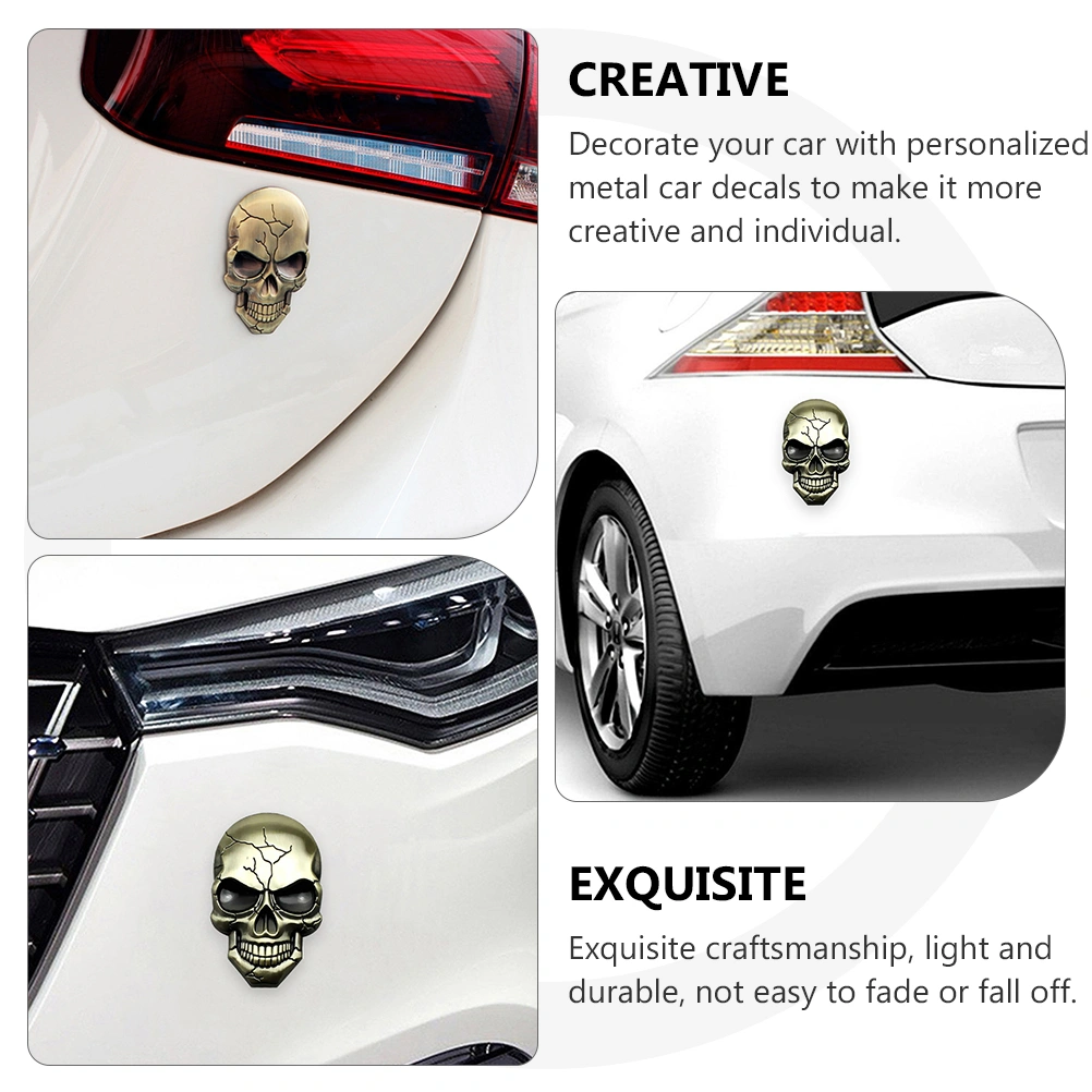 2 Pcs Car Stickers Vehicle Skull Emblems Decorative Skull Stickers Car Decals