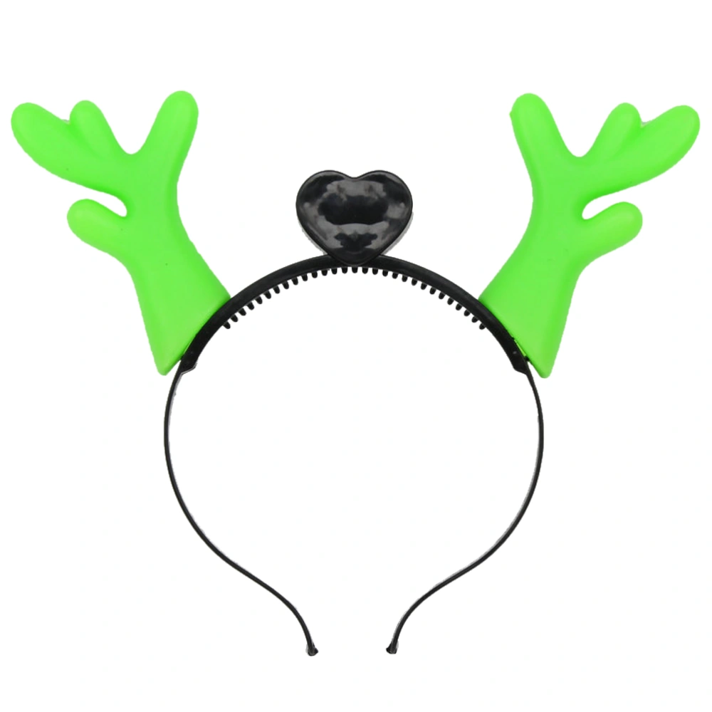 Light-Up Cartoon Antlers Ears Headband LED Flashing Costume Party Children Christmas Gift (Green)