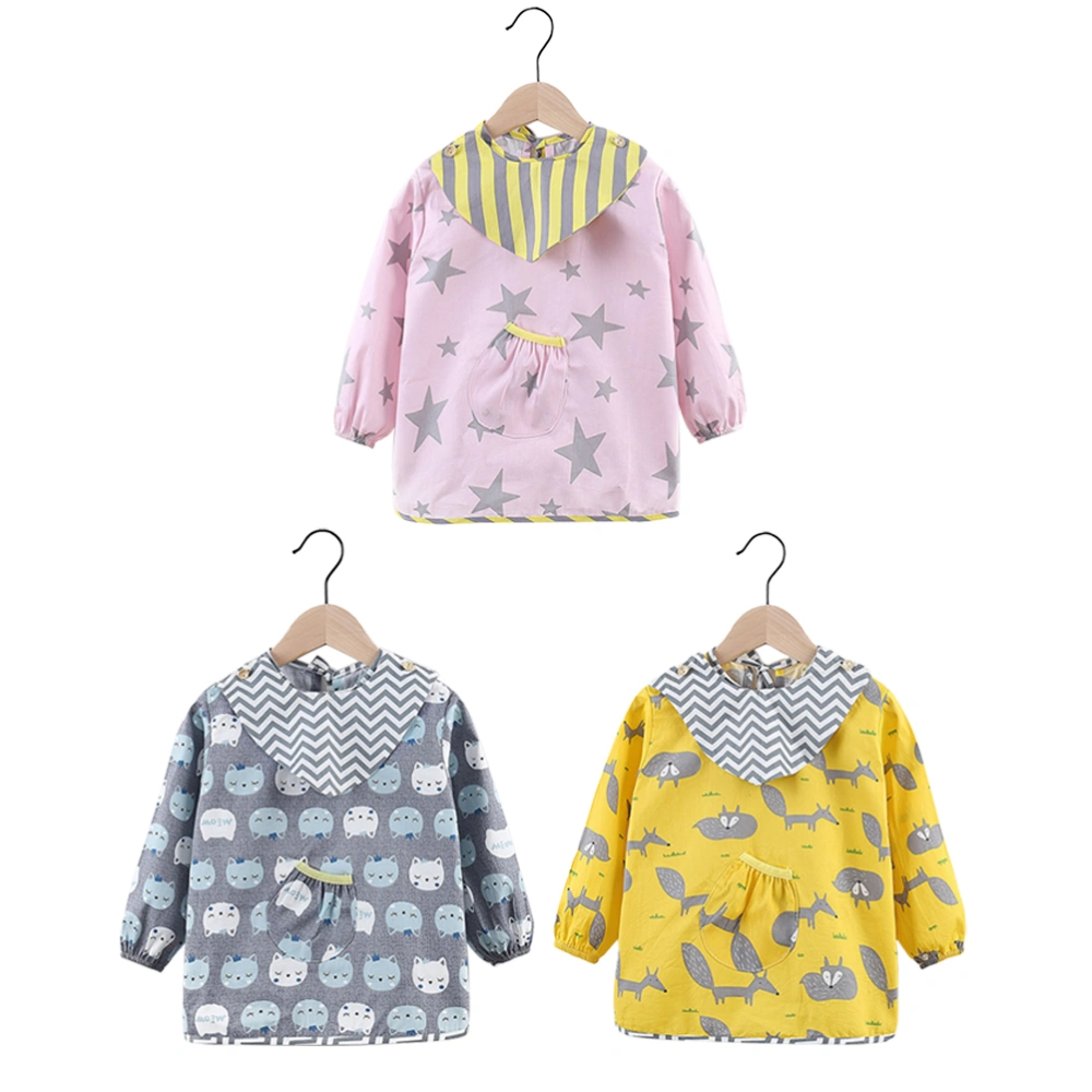 3pcs Cotton Long Sleeve Smock Creative Baby Smock Painting Baby Clothes for Home Indoor with 3pcs Bid (100cm)