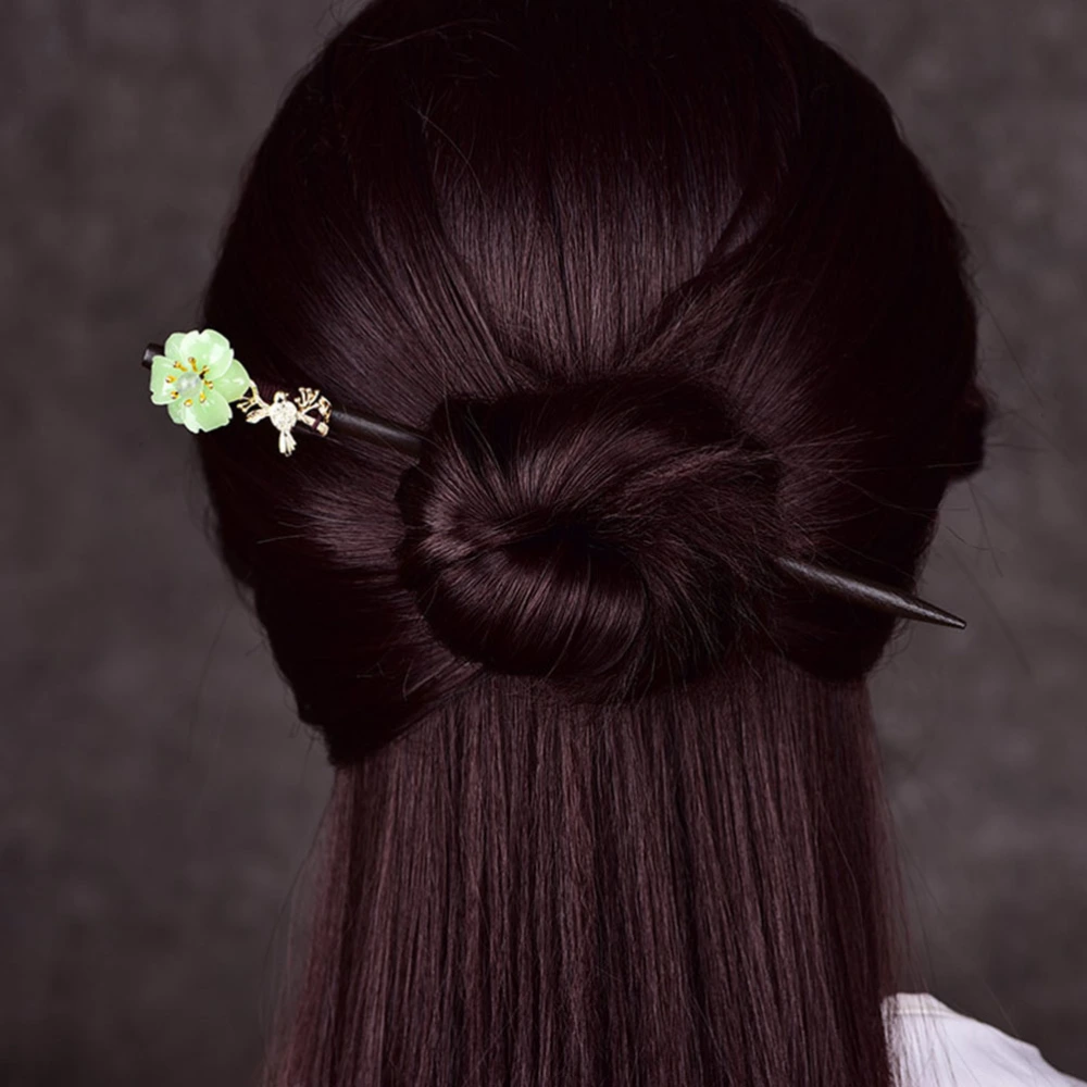 1Pc Flowers Pattern Hairpin Wooden Hairpin Female Adult Children Hairpin Black