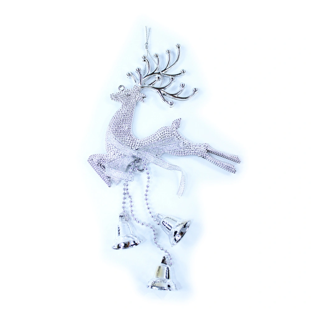 6PCS Christmas Pendant Christmas Deer Christmas Bells Ornaments Christmas Tree Decorations (sliver)