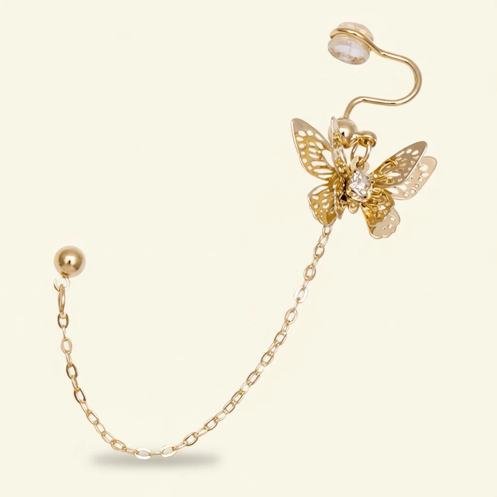 1pc Styled Earring Stylish All-match Ear Decor Chain Ear Clip(Golden)