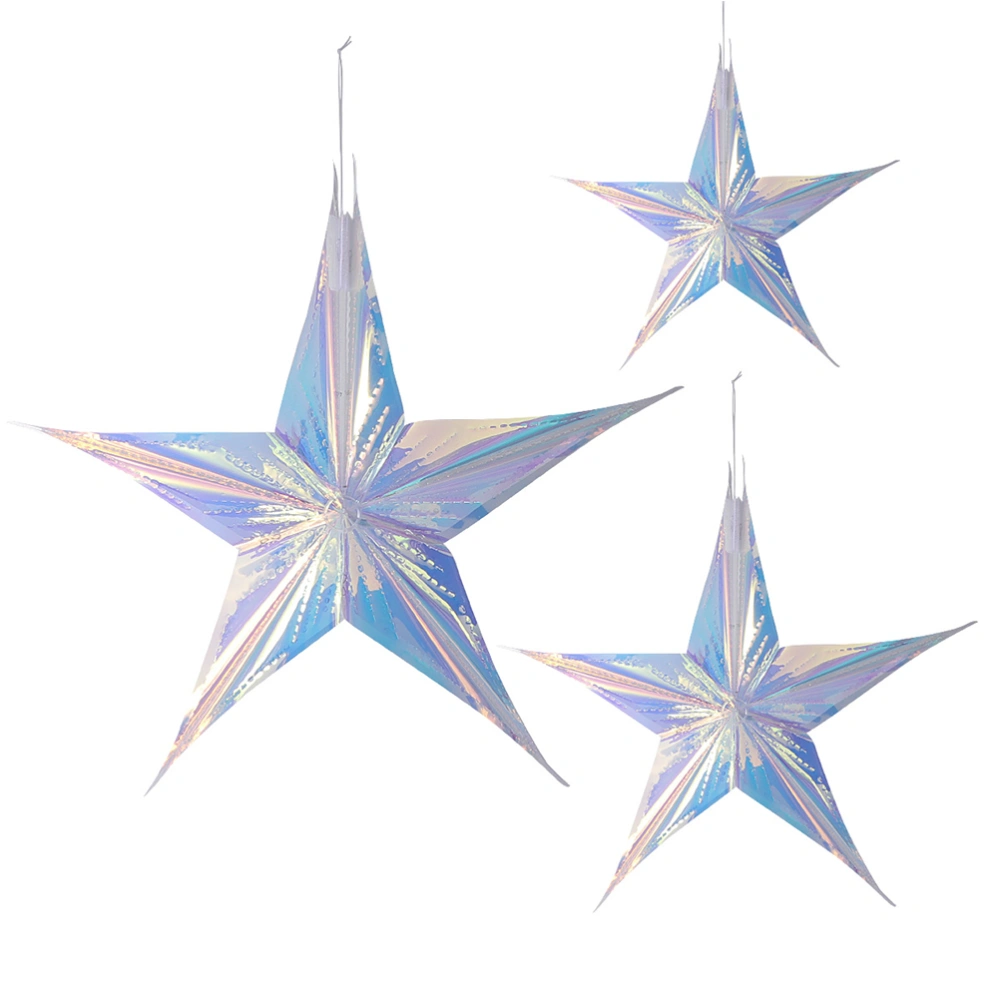 4pcs Party Hanging Star Ornament Birthday Wedding Pendant Creative Star Decor (60cm Star, 40cm Star, 30cm Star, 15cm Star, 1pcs Each)