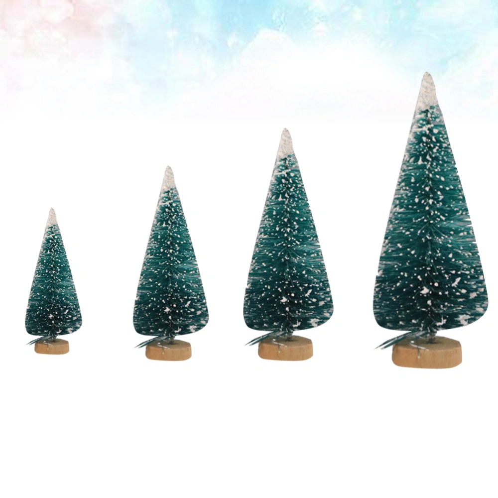 28pcs Mini Frosted Christmas Tree Simulation Desktop Ornaments in Different Size for Home Party Decoration