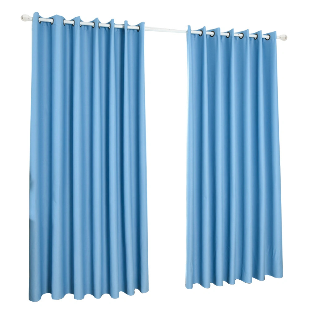 Ultra Sleep Well Energy Saving Thermal Insulated Textured Thick Linen Pair Curtains Blackout Curtains Room Darkening Curtains Textured Grommet Window Curtains for Living Room Size 100*250 (Blue)