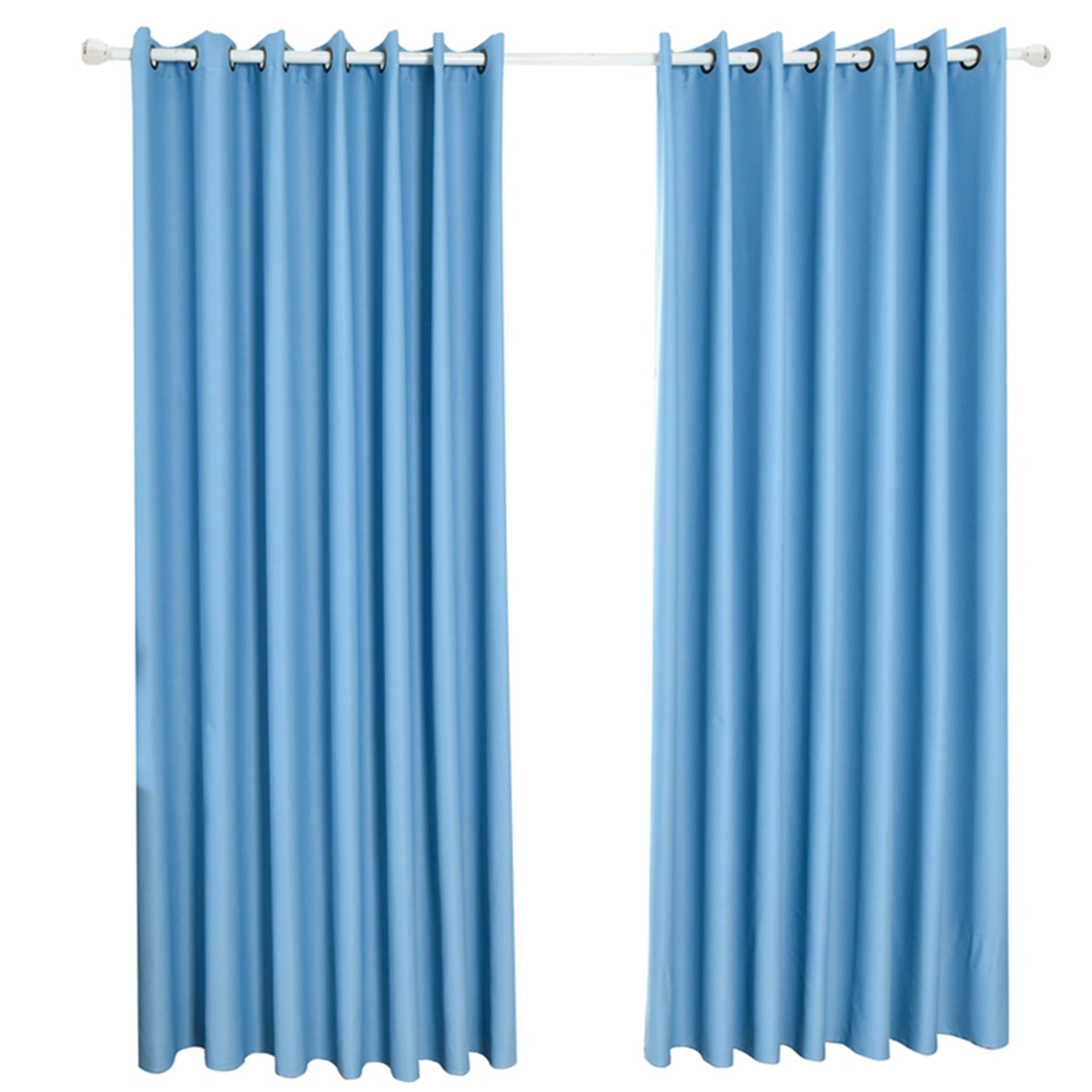 Ultra Sleep Well Energy Saving Thermal Insulated Textured Thick Linen Pair Curtains Blackout Curtains Room Darkening Curtains Textured Grommet Window Curtains for Living Room Size 100*250 (Blue)