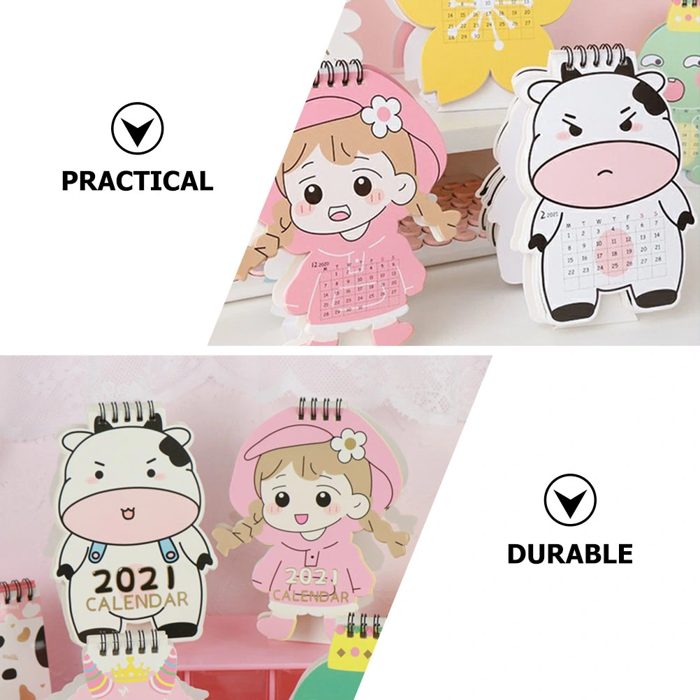 1Pc Adorable Cows Calendar 2021 Calendar Tabletop Calendar Coil Calendar