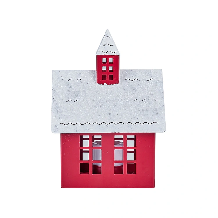 Christmas Village House Desktop Metal Village House Christmas Villas Table Candle Holder