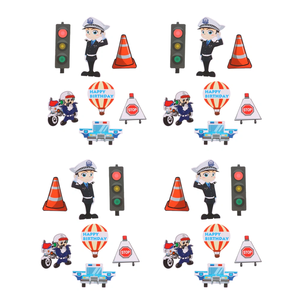 35pcs Traffic Police Themed Cake Topper Cake Picks Cupcake Decor Party Supplies for Wedding Birthday Festival (7pcs Traffic Police x 5)