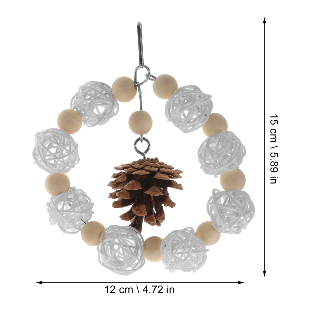 Rattan Ball Parrot Foraging Toy Bird Chewing Pine Cone Toy Pet Foraging Pine Cone Toy