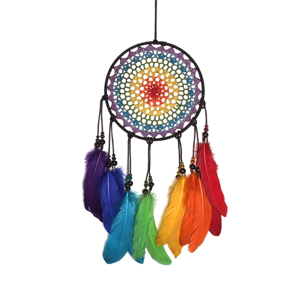 Colorful Feather Dream Catcher Delicate Handmade Craft Hanging Ornaments for Home