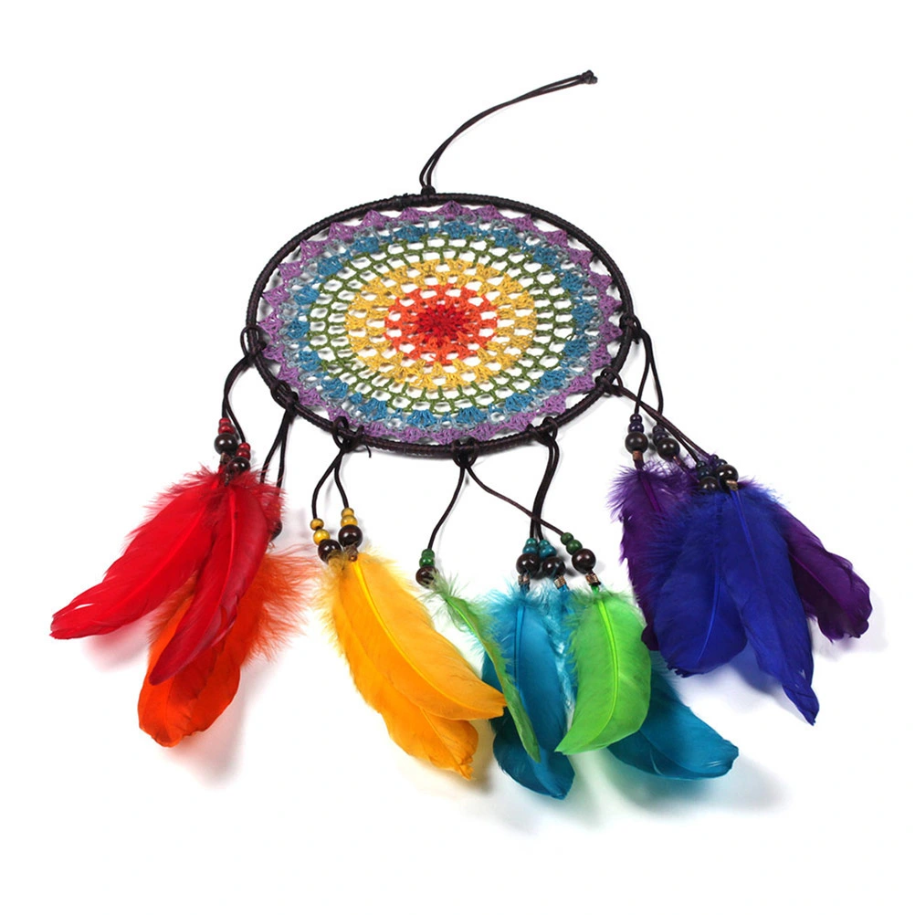 Colorful Feather Dream Catcher Delicate Handmade Craft Hanging Ornaments for Home