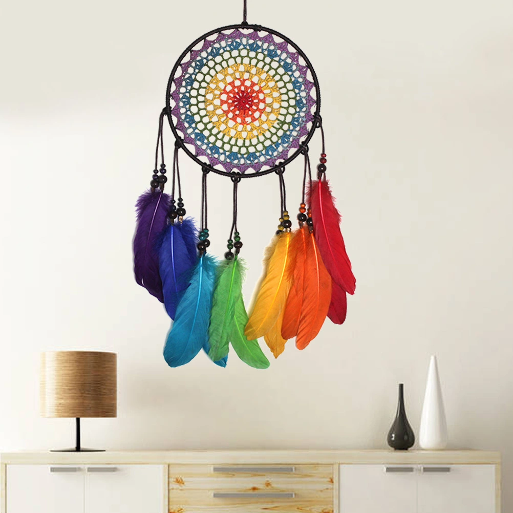 Colorful Feather Dream Catcher Delicate Handmade Craft Hanging Ornaments for Home