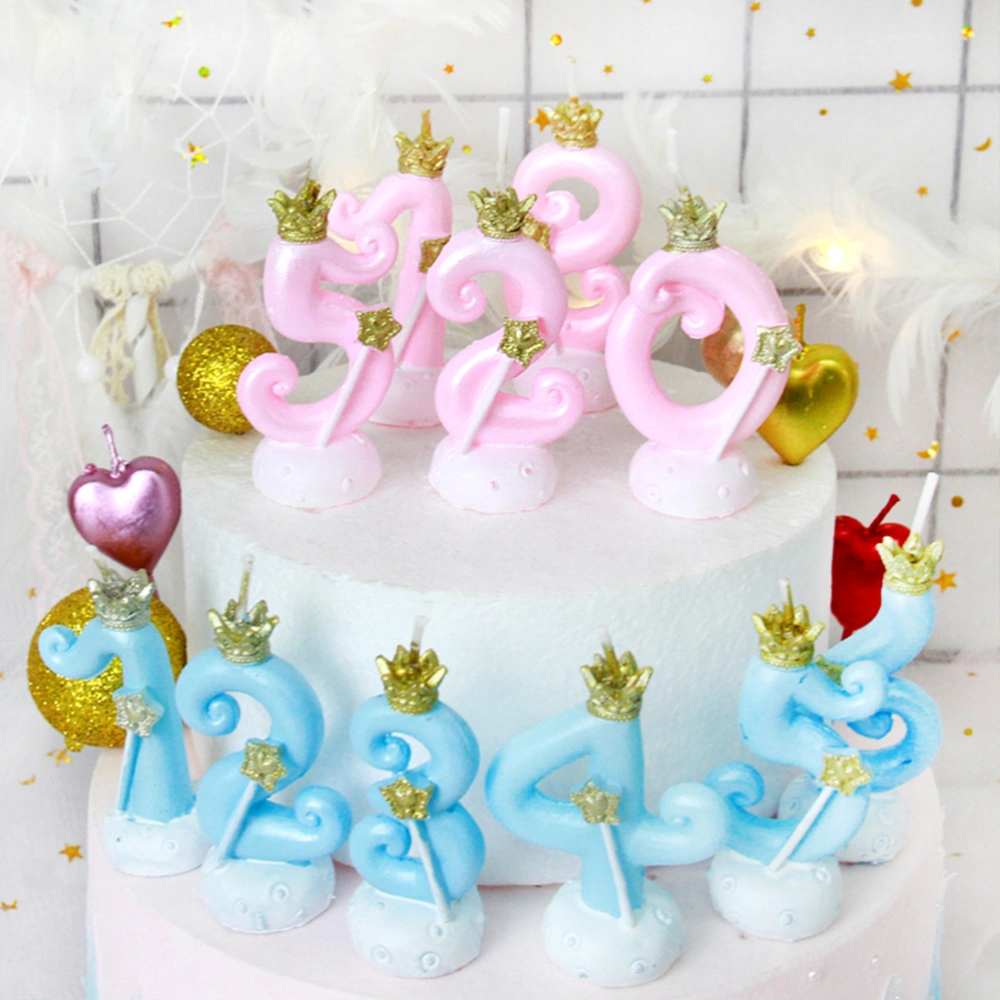 Party Cake Candles Birthday Digital Candles Small Crown Decorated Candles for Decoration Number 1 Crown Design (Pink)