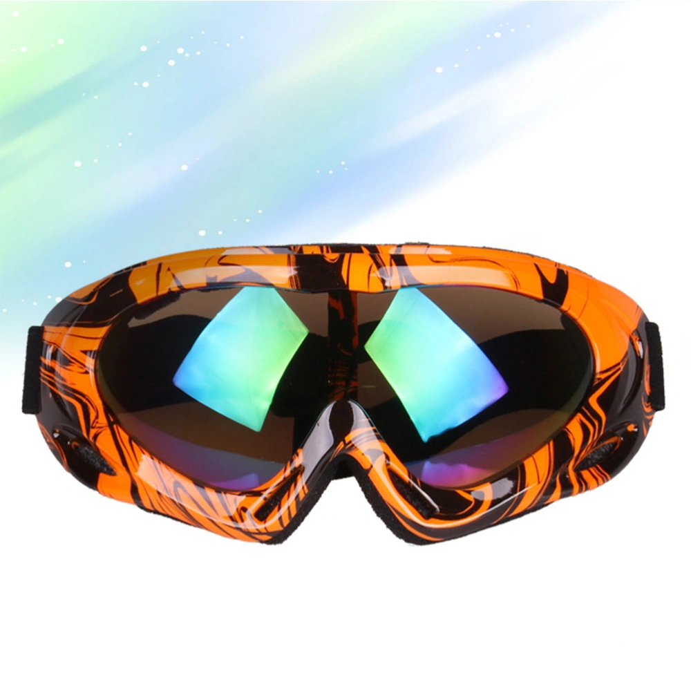 Windproof Sports Snowboard Anti-Fog Goggles Spectacles Skiing Glass Men Women Snow Snowboard Single Lens Skiing Mask Glasses(Orange and Black Pots)