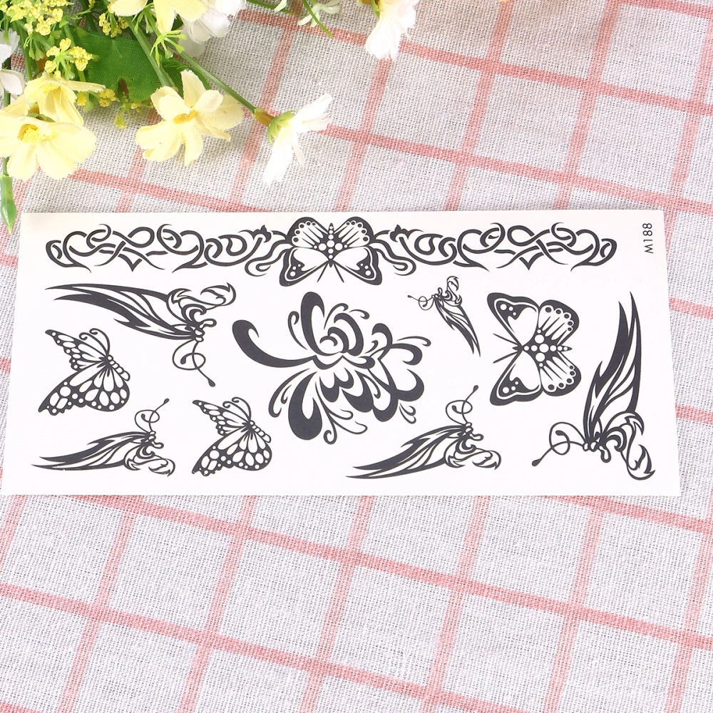 4pcs Waterproof Sticker Black Sketch Totem Decorative Sticker for Women Ladies Men (M-188)